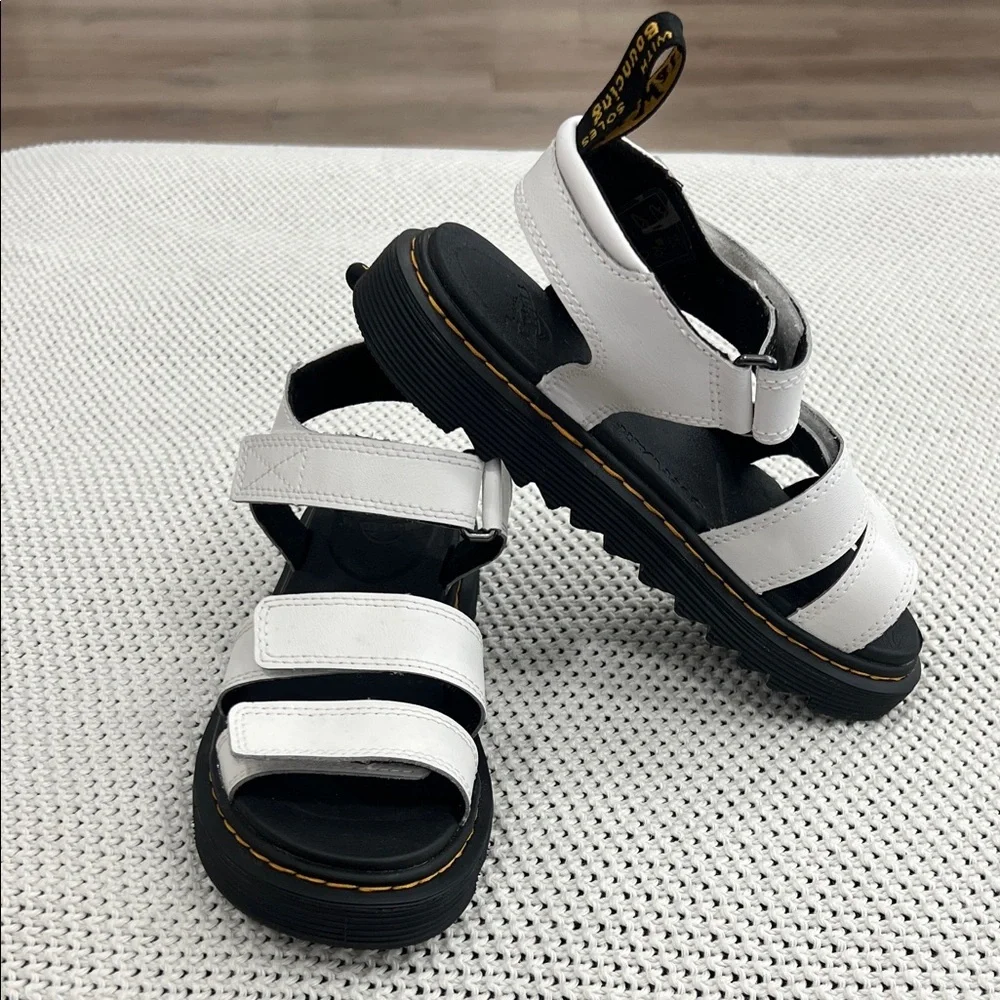 Dr. Martens White Sandals with Black Soles